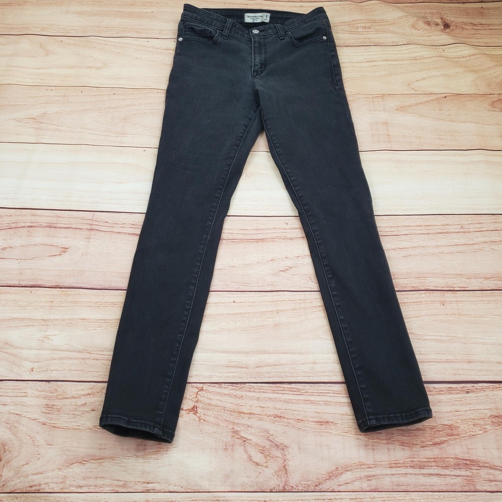 Abercrombie &‎ Fitch Jeans Womens 28 Black Super Skinny Mid Rise Stretch Denim